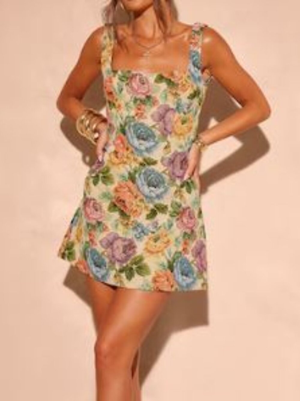 Pretty Little Thing NWT Stone Floral Twill Bodycon Dress Sz 6